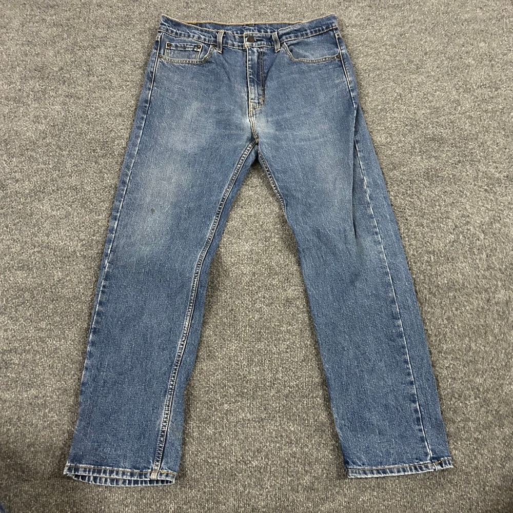 Levis Jeans Mens Size 33x30 Blue 505 Regular Fit Straight Leg Denim Stretch